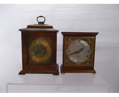 A Rotherhams Mahogany Cased Miniature Bracket Clock, the bracket clock having Roman numerals to dial with brass face, approx 