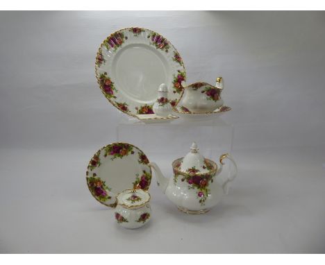 Royal Albert Old Country Roses Porcelain Dinner, Tea and Coffee Sets, comprising eight dinner plates, 9 side plates, nine tea