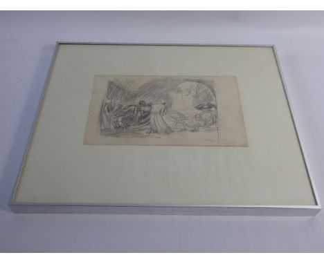 Attributed to George Romney (British) 1734-1812, framed figurative sketch, description to verso; Sabin Galleries London entit