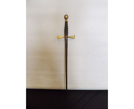 An Antique Gentleman's Dress Sword, with chagrin handle with wire wrap, gilded hilt, approx 82 cms in length, scabbard in pie