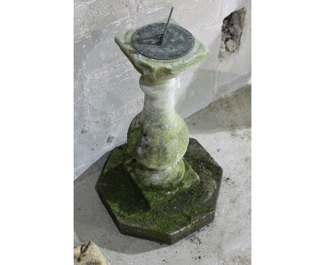 A sundial with baluster column support, 79cm high