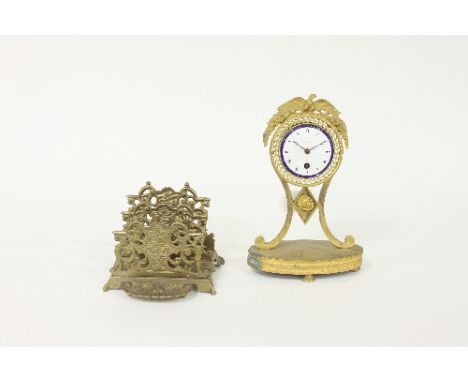A French gilt metal mounted mantel clock, the white enamel dial with Roman numerals and signed Gentilhomme, Palais Royal a Pa