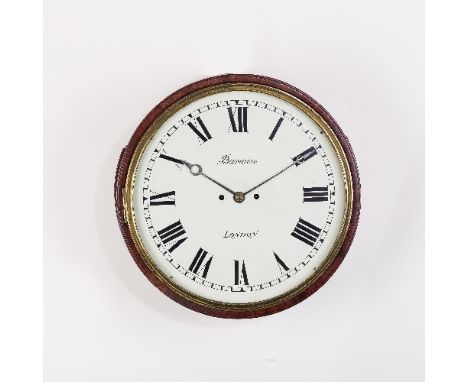 A 19th Century circular eight-day wall clock, Barwise, London, the case with grille doors to each side and with brass bezel t