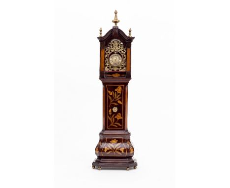 A 19th Century watchstand in the style of an 18th Century Dutch walnut and marquetry longcase clock inlaid flowers and foliag