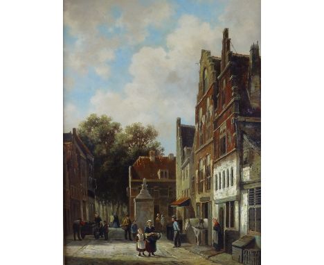 Louis Dommersen (Dutch 20th Century)/Dutch Street Scene/signed lower left/oil on panel, 38cm x 29cm