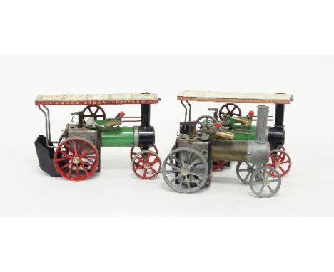 Two Mamod showman's engines, green, red and white painted and another Mamod traction engine Condition Report: Both showman's 