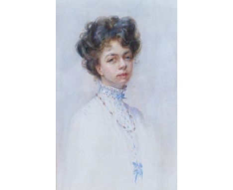 Hester M Walker (British 19th/20th Century)/Portrait of a Young Lady/head and shoulders/signed and dated 1908/watercolour 28.