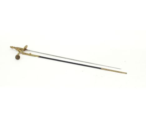 A Victorian court sword, with beaded decoration to the D guard and grip, having an engraved blade complete with brass numbere