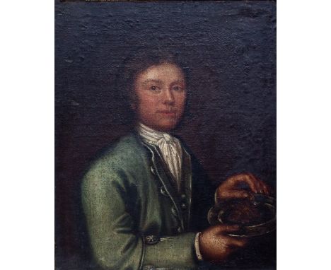 18th Century American School/Portrait of a Tobacco Merchant/half length, wearing a green coat/oil on canvas, 75cm x 62cm/see 