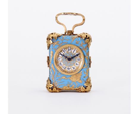 A fine blue enamel and ormolu dressing table clock, Le Roy et Fils, 13 and 15 Palais Royal, Paris, Aiguilles No 11516, with m