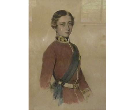 A collection of six 19th Century engravings and chromolithographs/Albert Edward as a Young Man in Military Uniform/Portrait o