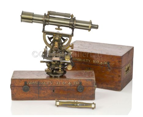 A THEODOLITE BY TROUGHTON &amp; SIMMS, LONDON, CIRCA 1920 constructed in lacquered brass with bubble levels, signed on the be