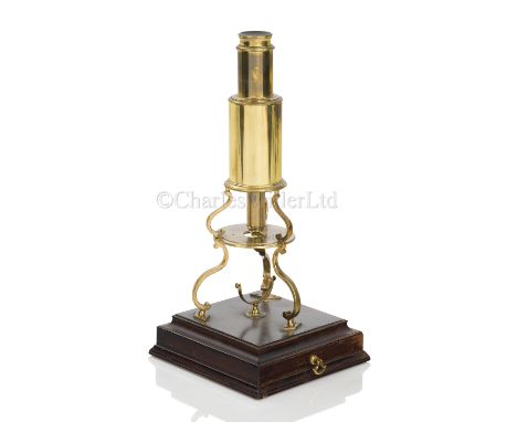 A CULPEPER-TYPE MICROSCOPE BY E.J. ELLIOTT, LONDON, 19TH CENTURY constructed in lacquered brass, signed on the bedplate as pe