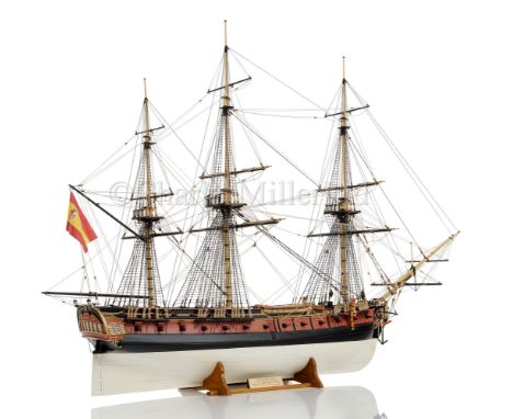 A FINELY DETAILED 1:48 SCALE MODEL OF THE 40-GUN SPANISH FRIGATE SANTA LEOCADIA , ORIGINALLY BUILT 1777 modelled by D. Prior 