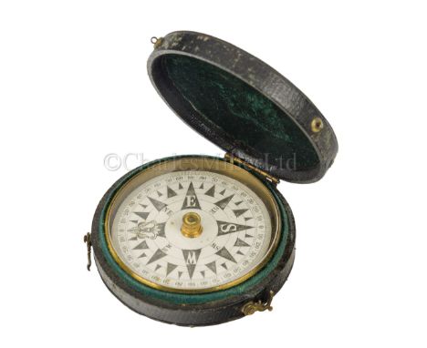 A POCKET COMPASS BY LEVY BROTHERS, LONDON, CIRCA 1870 the unsigned 2in. printed paper dial with jewelled pivot contained with
