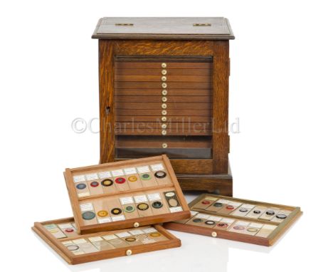 A COLLECTION OF MICROSCOPE SLIDES some professionally prepared and including W. Watson &amp; Sons, John Browning, Hensoldt, C