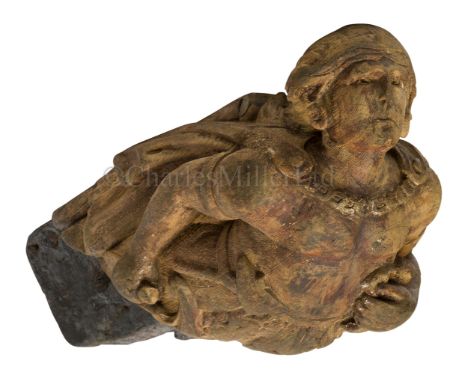 A LIMEWOOD FIGUREHEAD, POSSIBLY NORTHERN EUROPEAN, EARLY 19TH CENTURY carved in the form of a warrior maiden holding a dagger