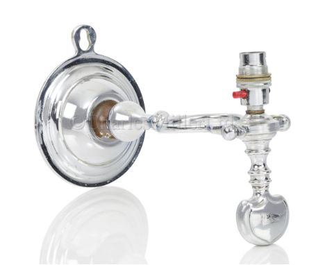 A WHITE STAR LINE GIMBALLED BULKHEAD LAMP, CIRCA 1910 constructed in nickel-plated brass, with counterweighted bayonet light 