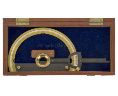 A FINE EXTENDED ARM PROTRACTOR BY J.D. POTTER, LONDON, CIRCA 1830 constructed in oxidised brass with lacquered brass arc with