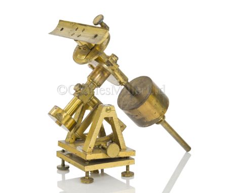 A FINE COUNTER-WEIGHTED EQUATORIAL MOUNT BY S. &amp; B. SOLOMONS, LONDON, CIRCA 1840 constructed in lacquered brass and signe