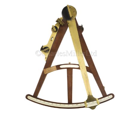 Ø A 15½IN. RADIUS VERNIER OCTANT BY GILBERT &amp; WRIGHT, LONDON, CIRCA 1790 the mahogany T-frame with inset ivory scale divi