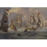 § δ KENNETH JEPSON (BRITISH, 1932-1998): Sir Richard Grenville's 'Revenge' in her last fight off