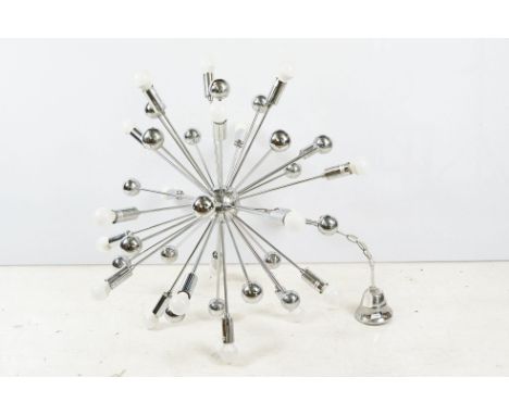 Large 20th century Sputnik retro space age chrome chandelier, H 57cm
