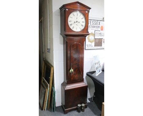 19th century mahogany longcase clock, by Richard Couch of Brixham, the dial with Roman numerals and two subsidiary dials, wit