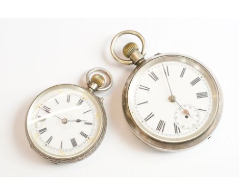 A hallmarked silver cased pocket watch with white enamel dial and sub second hand to 6 o'clock together with a hallmarked sil