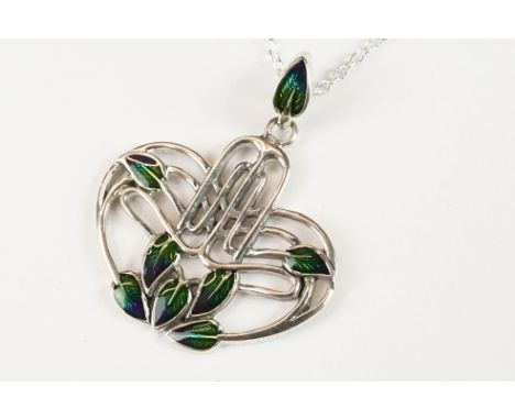 Silver and enamel Danish style designer necklace