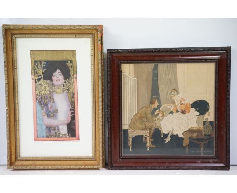 Alastair K MacDonald (Argentinian/British, 1879 - 1948), vintage romantic scene entitled 'Entanglements', print, 30 x 29.5cm 