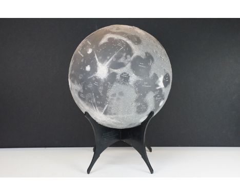 A J Wightman globe made by Lunasphere Productions Limited, lunar globe with plastic stand, globe approximately 28cm diameter