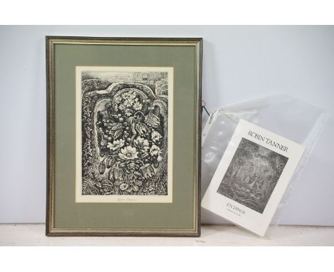 Robin Tanner (British, 1904 - 1988), Flowers in May, etching, signed in pencil lower centre, two brochures and newspaper arti