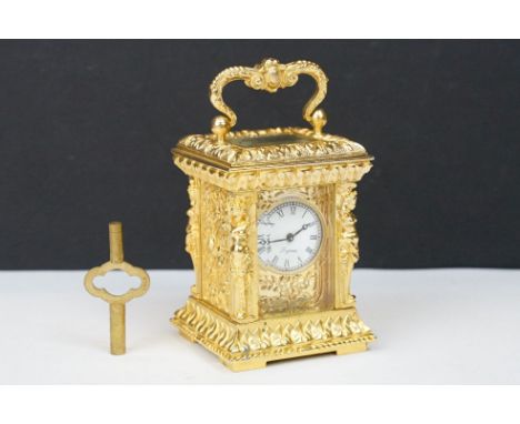 19th century style French Rococo carriage clock with key