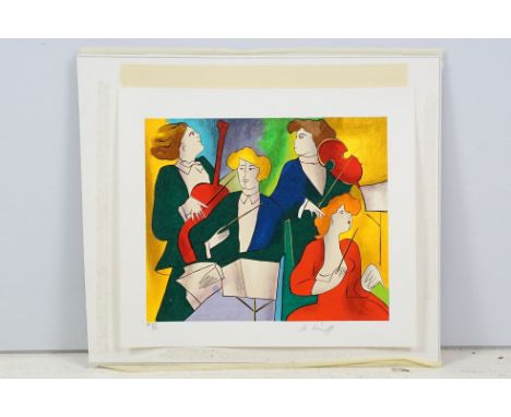 Linda Le Kinff (French, b. 1949), musicians, lithograph, signed in pencil lower right, marked lower left AP (Artist's Proof) 