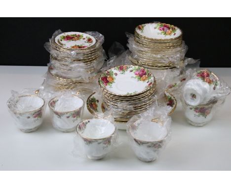 Royal Albert 'Old Country Roses' set to include ten saucers, twelve bowls, six side plates, twelve tea cup saucers, two oval 
