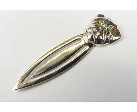 Silver bookmark with dog finial