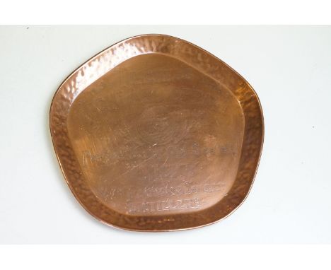 Mid century copper pub advertising tray ‘ Teacher’s Highland Cream, perfection of old Scotch Whisky ….’ 21.5cm wide