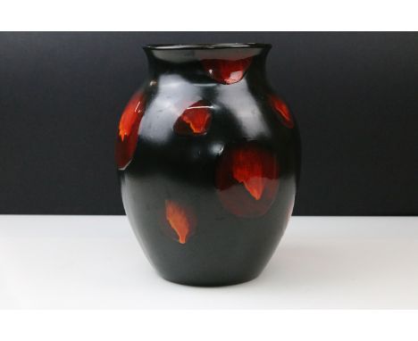 Poole pottery Galaxy vase, black with lava glaze, impressed marks to base. H 26cm.