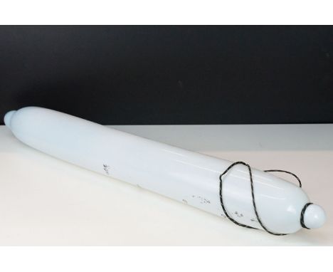 19th Century large milk glass rolling pin 'sailors stay'. Measures 84cm wide.