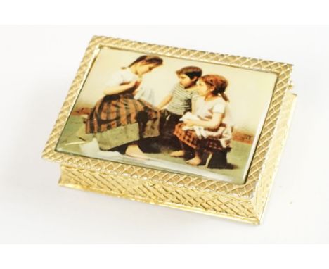 18ct gold plated pill box with enamel lid