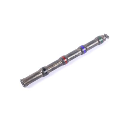An early 20th century four-colour propelling pencil. The cylindrical barrel with four slides each with a different coloured e