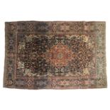 Persian blue ground silk rug.