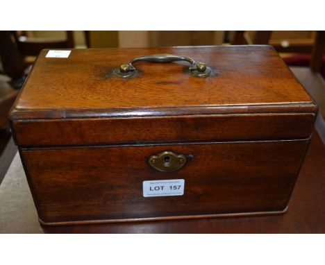 A small 19th century oak lift lid box/tea caddy