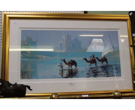 Rolf Harris (Australian 1930-2023) "Camels at the Taj Mahal", limited edition print 325 of 695, signed, Giclee on paper, with