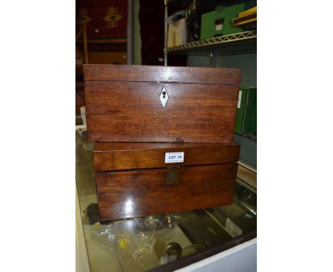 A 19th century mahogany tea caddy and a mahogany writing slope