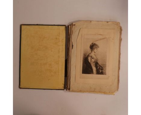A 19th Century album containing sheets of handwritten poetry, prose and seven pencil and chalk drawings of portraits and clas