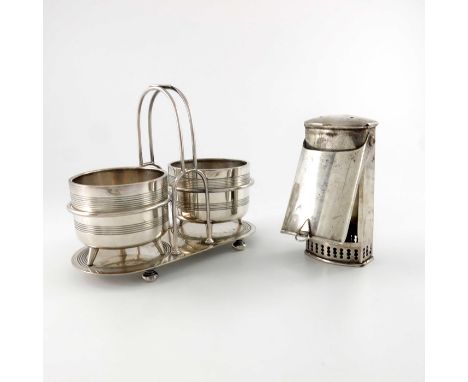 An Asprey and Co. silver plated coachman's torch or lamp, with front hinged flap and spikes to the hinged lid, together with 