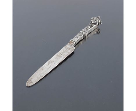 An early Italian silver knife, 17th century, square section with zoomorphic terminal