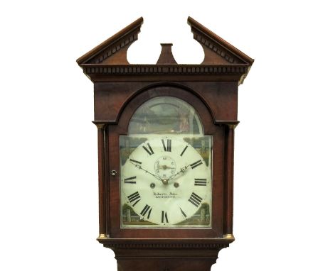 John Roberts, Dartmouth, a late 18th Century shuttlecock automata longcase clock: the eight-day duration movement striking th